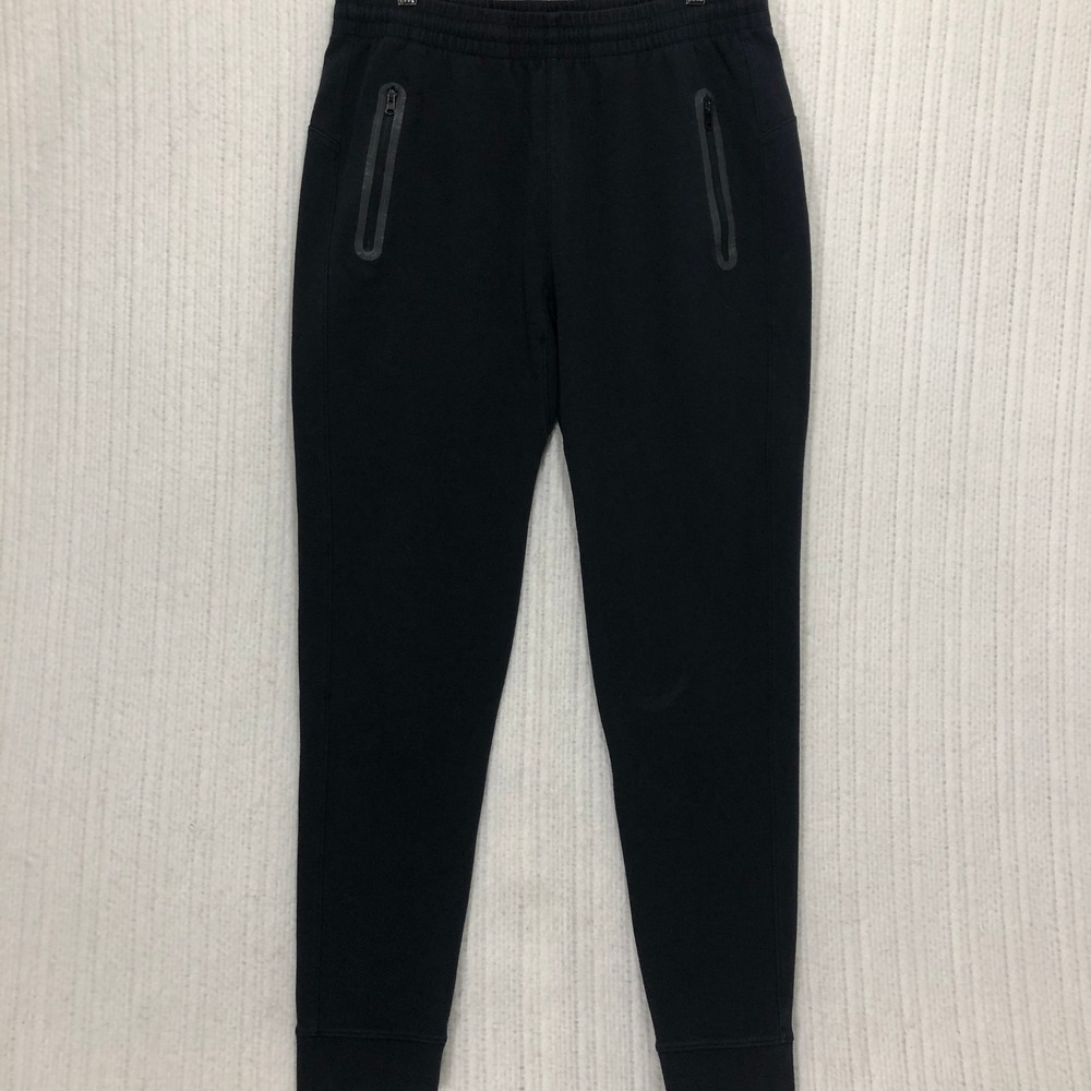 Old Navy Active Dynamic Fleece Joggers Mens Medium Black Zipper Pockets Tapered